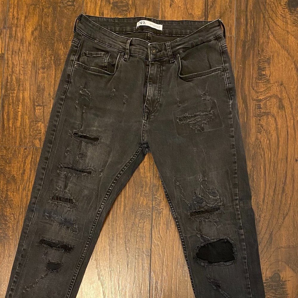 Zara Men's Ripped Skinny Jeans Denim 1975